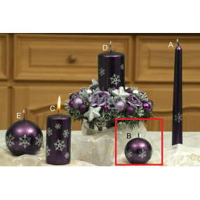 Lima Schneeflocke Kerze lila Kugel 60 mm 1 Stück