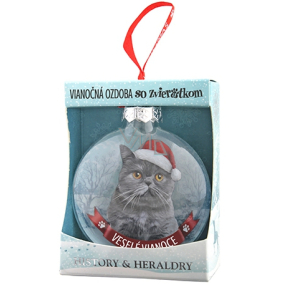 Albi Glas Weihnachtsschmuck mit Tieren - Britische Katze 7,5 cm x 8 cm x 3,6 cm