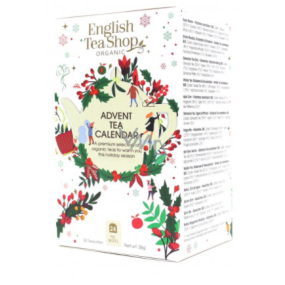 English Tea Shop Bio Adventskalender weiß 24 Stück biologisch abbaubare Teepyramiden, 13 Geschmacksrichtungen, 36 g, Geschenkset