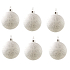 Weiße Glaskolben mit silbernem Stern 8 cm, 6 Stück