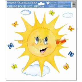 Fensterfolie ohne Kleber handbemalt Sonnenschein mit Kamm 30 x 30 cm