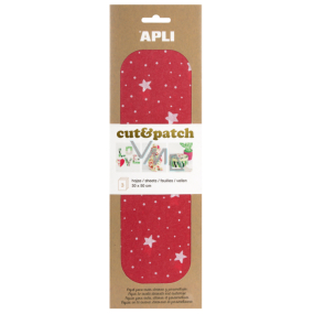 Apli Cut & Patch Papier für Servietten-Technik Rot mit Sternen 30 x 50 cm 3 Stück
