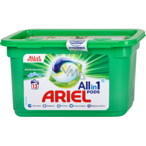 Ariel All in 1 Pods Mountain Spring Gelkapseln zum Waschen von weißer und leichter Wäsche 13 Stück 327,6 g