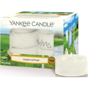 Yankee Candle Clean Cotton - Teelicht mit Duft nach reiner Baumwolle 12 x 9,8 g