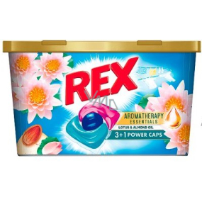 Rex 3 + 1 Power Caps Aromatherapie Lotus & Mandelöl Waschkapseln für weiße und bunte Wäsche 14 Dosen 182 g