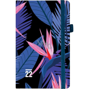Albi Diary 2022 Tasche mit Gummiband Dunkle Blumen 15 x 9,5 x 1,3 cm