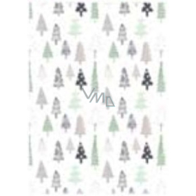 Ditipo Geschenkpapier 70 x 100 cm Weihnachten weiß - Bäume 2 Blatt