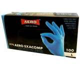 Aero Exacomp Hygienische Einmalhandschuhe aus Nitril antiallergen puderfrei, Größe L, Karton 100 Stück blau