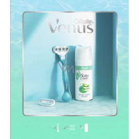 Gillette Venus Smooth Rasierer für Frauen + Ersatzköpfe 2 Stück + Satin Care Rasiergel für Frauen 75 ml, Kosmetikset für Frauen