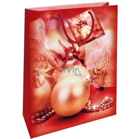 Nekupto Geschenk-Papiertüte 32,5 x 26 x 13 cm Weihnachten rot mit Fläschchen