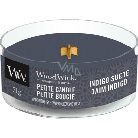 WoodWick Indigo Suede - Blue Suede Duftkerze mit Holzdocht petite 31 g