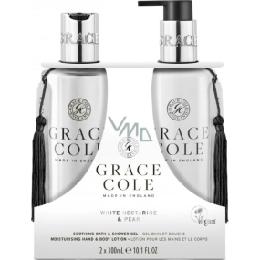 Grace Cole White Nectarine & Pear - Nektarine und Birne Duschgel 300 ml + feuchtigkeitsspendende Körperlotion 300 ml, Kosmetikset für Frauen