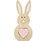 Kaninchen aus Holz mit rosa Herz 16 cm