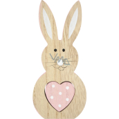 Kaninchen aus Holz mit rosa Herz 16 cm
