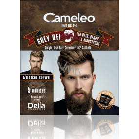 Delia Cosmetics Cameleo Men Grey Off Farbe für Haare, Bart und Schnurrbart 5.0 Hellbraun 2 x 15 ml