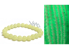 Jade Luminois Light Phosphoreszierend, gelbes Leuchten im Dunkeln, Armband elastisch Naturstein, Perle 8 mm / 16 - 17 cm