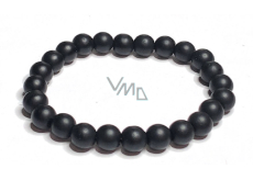 Onyx schwarz matt Armband elastisch Naturstein, Perle 8 mm / 16-17 cm, Lebenskraftstein