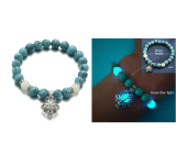 Tyrkenit glow-in-the-dark hellblau, Armband elastischer Naturstein, Kugel 8 mm / 16-17 cm, Stein der jungen Leute, die ein Lebensziel suchen