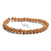 Rudraksha elastisches Armband aus natürlichen Samen, Kugel 6 mm / 16 - 17 cm