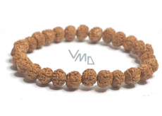 Rudraksha natürliche Samen elastisches Armband, Kugel 8 mm / 16-17 cm