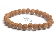 Rudraksha natürliche Samen elastisches Armband, Kugel 8 mm / 16-17 cm