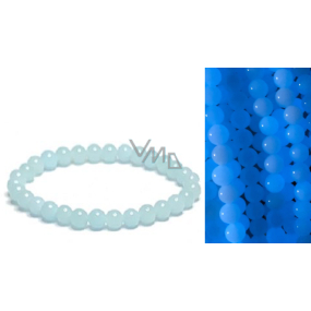 Jade Luminois Light Phosphoreszierend, blaues Leuchten im Dunkeln, Armband elastisch Naturstein, Perle 6 mm / 16 - 17 cm