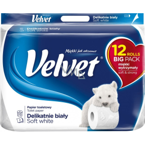 Velvet Soft White weiches weißes Toilettenpapier mit Eisbärenmotiv 3lagig 12 Stück