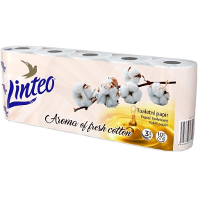 Linteo Premium Cotton Fresh Toilettenpapier mit frischem Baumwollduft weiß 130 Stück 3lagig 15 m 10 Stück