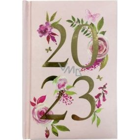 Albi Tagebuch 2023 mini Rosa mit Blumen 11 x 7,5 x 0,5 cm