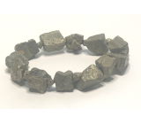Pyrit-Eisen-Armband elastischer Naturstein aus abgerundeten Steinen 10 - 14 mm / 16 - 17 cm, Meister des Selbstbewusstseins und des Überflusses