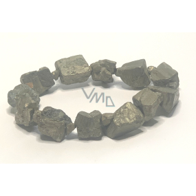 Pyrit-Eisen-Armband elastischer Naturstein aus abgerundeten Steinen 10 - 14 mm / 16 - 17 cm, Meister des Selbstbewusstseins und des Überflusses