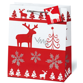 EP Line Geschenkpapiertüte 23 x 19 x 9 cm Weihnachten rot mit Rentier