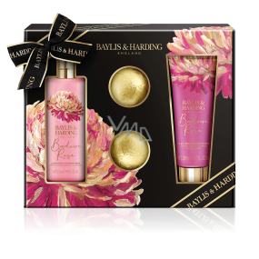 Baylis & Harding Mysterious Rose Bade- und Duschcreme 300 ml + Hand- und Körperlotion 200 ml + prickelnde Badekugel 2 x 75 g, Kosmetikset für Frauen