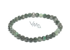 Smaragd-Facettenarmband elastisch Naturstein, Kugel 5 mm / 16-17 cm, königlicher Stein