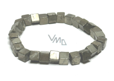 Pyrit-Armband elastisch natürlich, Würfel 6 mm / 16-17 cm, Meister des Selbstvertrauens und der Fülle