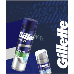 Gillette Soothing Sensitive Rasiergel mit Aloe Vera 200 ml + Hydrate & Soothes Aftershave 50 ml, Kosmetikset für Männer