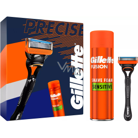 Gillette Fusion Sensitive Rasiergel empfindliche Haut 200 ml + Fusion Herrenrasierer 1 Stück + Ersatzkopf 1 Stück, Kosmetikset für Männer