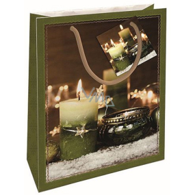Nekupto Geschenkpapier Tasche 23 x 18 x 10 cm Weihnachtskerze grün