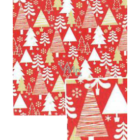 Nekupto Weihnachtsgeschenkpapier 70 x 1000 cm Rot weiß, goldene Bäume