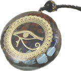 Orgonit-Amulett, Auge des Horns, Energieerzeuger, Naturstein (7 Chakren) + Epoxidharz + Seil 22 g