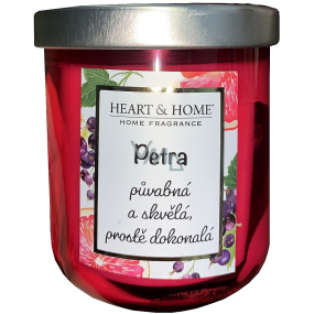 Heart & Home Frische Grapefruit und schwarze Johannisbeere Soja-Duftkerze mit dem Namen Petra 110 g