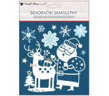 Weihnachtliche Deko-Sticker mit Glitzer-Weihnachtsmann und Rentier 18 x 23 cm