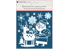 Weihnachtliche Deko-Sticker mit Glitzer-Weihnachtsmann und Rentier 18 x 23 cm