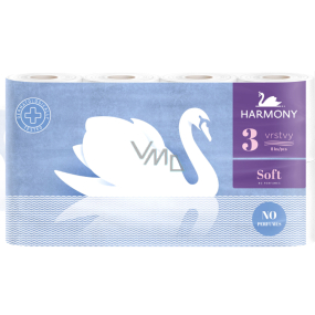 Harmony Soft Weiß Unparfümiertes Toilettenpapier 132 Schnipsel 3lagig 8 Stück