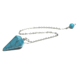 Tyrkenit blaues Pendel 2,5 cm + 18 cm Kette mit Perle, Stein der jungen Leute, die ein Lebensziel suchen