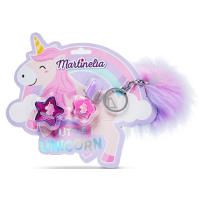 Martinelia Little Unicorn Lipgloss 2 g + Nagellack 4 ml + Schlüsselanhänger 1 Stück, Kosmetikset für Kinder