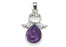 Amethyst Engel Schutzengel Anhänger Naturstein 3,5 x 2,5 mm, Stein der Könige und Bischöfe