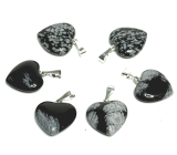 Obsidianflake Herzanhänger Naturstein 15 mm, Stein der Erlösung