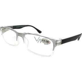 Berkeley Lese-Dioptrienbrille +4,0 Kunststoff transparent, schwarz gestreift 1 Stück MC2248