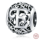 Sterling Silber 925 Magic Alphabet Buchstabe E mit Blumen, Perle für Armband
